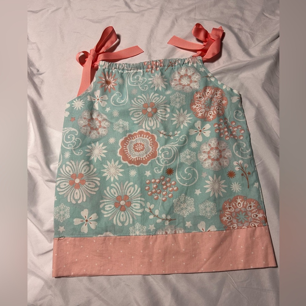 Handmade Pillowcase Dress Toddler Girl 2T/3T Pink Blue Preppy Floral